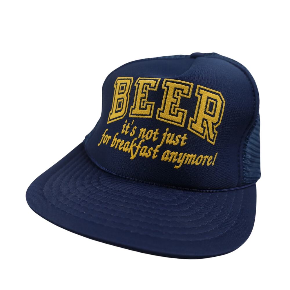 Vintage Beer Its not Just for Breakfast Anymore Spellout Trucker Hat